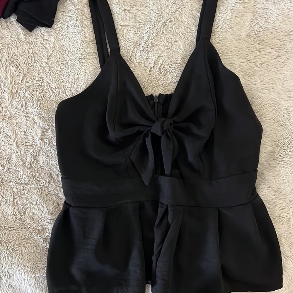 Black Tied Peplum Top